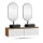 ARISA Double Vanity Unit, 160 cm, in White, with 2 GLORA LED Mirrors and 2 Black Ceramic Countertop Sinks, 55 cm