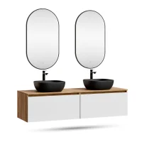 ARISA Doppelwaschtisch 160 cm in Weiß mit 2 LED...