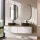 ARISA Double Vanity Unit, 160 cm, in White, with 2 GLORA LED Mirrors and 2 Black Ceramic Countertop Sinks, 42 cm