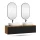 ARISA Double Vanity Unit, 160 cm, in Black Ribbed, with 2 GLORA LED Mirrors and 2 White Ceramic Countertop Sinks, 60 cm