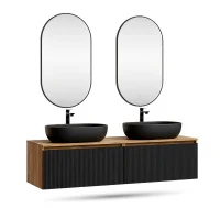 ARISA: doppio lavabo da 160 cm in nero zigrinato con 2...