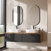ARISA: doppio lavabo da 160 cm in nero zigrinato con 2...