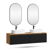ARISA: doppio lavabo da 160 cm in nero zigrinato con 2...