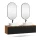 ARISA Double Vanity Unit, 160 cm, in Black Ribbed, with 2 GLORA LED Mirrors and 2 White Ceramic Countertop Sinks, 55 cm