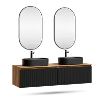 ARISA: doppio lavabo da 160 cm in nero zigrinato con 2...