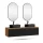 ARISA Double Vanity Unit, 160 cm, in Black Ribbed, with 2 GLORA LED Mirrors and 2 Black Ceramic Countertop Sinks, 55 cm