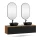 ARISA Double Vanity Unit, 160 cm, in Black Ribbed, with 2 GLORA LED Mirrors and 2 Black Ceramic Countertop Sinks, 42 cm