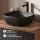 ARISA Double Vanity Unit, 160 cm, in Black Ribbed, with 2 GLORA LED Mirrors and 2 Black Ceramic Countertop Sinks, 42 cm