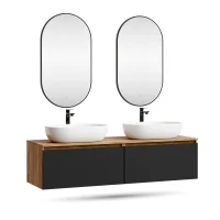 ARISA Double Vanity Unit, 160 cm, in Black, with 2 GLORA...
