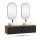 Meuble-lavabo double ARISA 160 cm, noir, avec 2 miroirs à LED GLORA et 2 vasques en céramique blanches de 60 cm