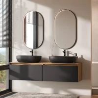 ARISA Double Vanity Unit, 160 cm, in Black, with 2 GLORA...
