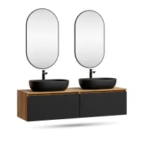 ARISA Double Vanity Unit, 160 cm, in Black, with 2 GLORA...