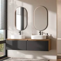 ARISA Double Vanity Unit, 160 cm, in Black, with 2 GLORA...