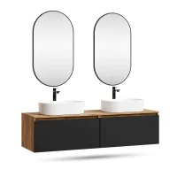 ARISA Double Vanity Unit, 160 cm, in Black, with 2 GLORA...