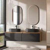 ARISA Double Vanity Unit, 160 cm, in Black, with 2 GLORA...