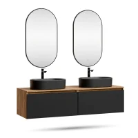 ARISA Double Vanity Unit, 160 cm, in Black, with 2 GLORA...