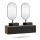 ARISA Double Vanity Unit, 160 cm, in Black, with 2 GLORA LED Mirrors and 2 Black Ceramic Countertop Sinks, 55 cm