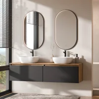 ARISA Double Vanity Unit, 160 cm, in Black, with 2 GLORA...