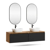 ARISA Double Vanity Unit, 160 cm, in Black, with 2 GLORA...