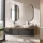 Meuble-lavabo double ARISA 160 cm, noir, avec 2 miroirs à LED GLORA et 2 vasques en céramique blanches de 42 cm