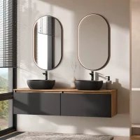 ARISA Double Vanity Unit, 160 cm, in Black, with 2 GLORA...