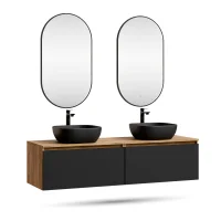 ARISA Double Vanity Unit, 160 cm, in Black, with 2 GLORA...