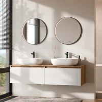Mobile lavabo doppio ARISA da 160 cm in bianco con 2...