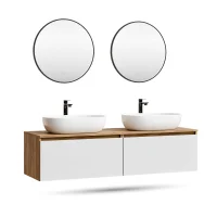 Mobile lavabo doppio ARISA da 160 cm in bianco con 2...