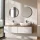 Mobile lavabo doppio ARISA da 160 cm in bianco con 2 specchi LED VELUNA da 60 cm e 2 lavabi da appoggio in ceramica bianca da 60 cm