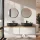 ARISA Double Vanity Unit, 160 cm, in White, with 2 VELUNA 60 cm LED Mirrors and 2 Black 60 cm Ceramic Countertop Sinks