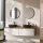 ARISA Double Vanity Unit, 160 cm, in White, with 2 VELUNA 60 cm LED Mirrors and 2 Black Ceramic Countertop Sinks, 42 cm