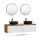 ARISA Double Vanity Unit, 160 cm, in White, with 2 VELUNA 60 cm LED Mirrors and 2 Black Ceramic Countertop Sinks, 42 cm