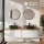 ARISA Double Vanity Unit, 160 cm, in White, with 2 VELUNA 60 cm LED Mirrors and 2 Black Ceramic Countertop Sinks, 42 cm