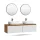 ARISA Double Vanity Unit, 160 cm, in White Ribbed, with 2 VELUNA 60 cm LED Mirrors and 2 White Ceramic Countertop Sinks, 60 cm
