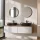 ARISA Double Vanity Unit, 160 cm, in White Ribbed, with 2 VELUNA 60 cm LED Mirrors and 2 Black 60 cm Ceramic Countertop Sinks