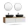 ARISA Double Vanity Unit, 160 cm, in White Ribbed, with 2 VELUNA 60 cm LED Mirrors and 2 Black 60 cm Ceramic Countertop Sinks