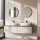 ARISA Double Vanity Unit, 160 cm, in White Ribbed, with 2 VELUNA 60 cm LED Mirrors and 2 White Ceramic Countertop Sinks, 55 cm