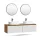 ARISA Double Vanity Unit, 160 cm, in White Ribbed, with 2 VELUNA 60 cm LED Mirrors and 2 White Ceramic Countertop Sinks, 55 cm