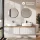 ARISA Double Vanity Unit, 160 cm, in White Ribbed, with 2 VELUNA 60 cm LED Mirrors and 2 White Ceramic Countertop Sinks, 55 cm