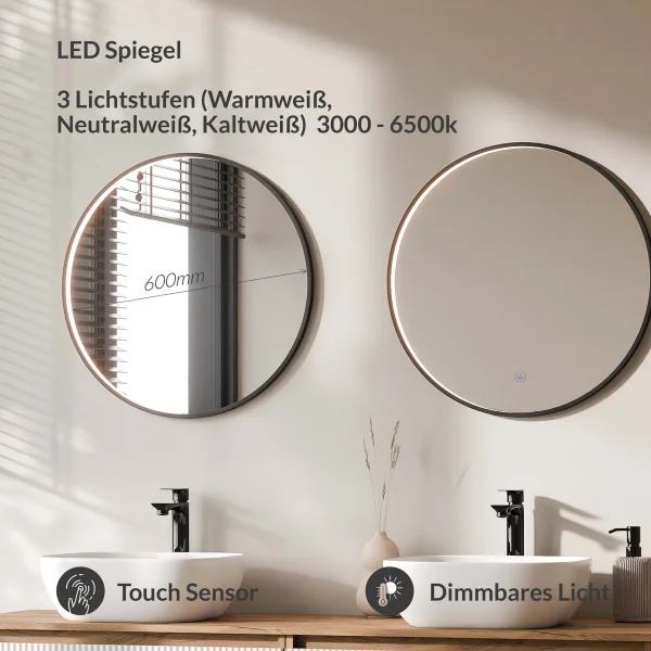 ARISA Double Vanity Unit, 160 cm, in White Ribbed, with 2 VELUNA 60 cm LED Mirrors and 2 White Ceramic Countertop Sinks, 42 cm