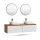 ARISA Double Vanity Unit, 160 cm, in White Ribbed, with 2 VELUNA 60 cm LED Mirrors and 2 White Ceramic Countertop Sinks, 42 cm