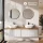 ARISA Double Vanity Unit, 160 cm, in White Ribbed, with 2 VELUNA 60 cm LED Mirrors and 2 White Ceramic Countertop Sinks, 42 cm