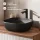 Meuble-lavabo double ARISA 160 cm, blanc strié, avec 2 miroirs LED VELUNA 60 cm et 2 vasques en céramique noires à poser de 42 cm