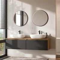Mueble de lavabo doble ARISA de 160 cm en negro con 2...