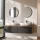ARISA Double Vanity Unit, 160 cm, in Black, with 2 VELUNA 60 cm LED Mirrors and 2 White Ceramic Countertop Sinks, 60 cm