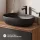 Meuble-lavabo double ARISA 160 cm, noir, avec 2 miroirs à LED VELUNA 60 cm et 2 vasques en céramique noires à poser 60 cm