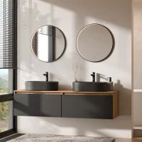 Mueble de lavabo doble ARISA de 160 cm en negro con 2...