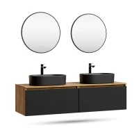 Mueble de lavabo doble ARISA de 160 cm en negro con 2...
