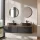Meuble-lavabo double ARISA 160 cm, noir, avec 2 miroirs à LED VELUNA 60 cm et 2 vasques en céramique noires à poser 55 cm