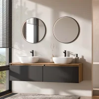 Mueble de lavabo doble ARISA de 160 cm en negro con 2...